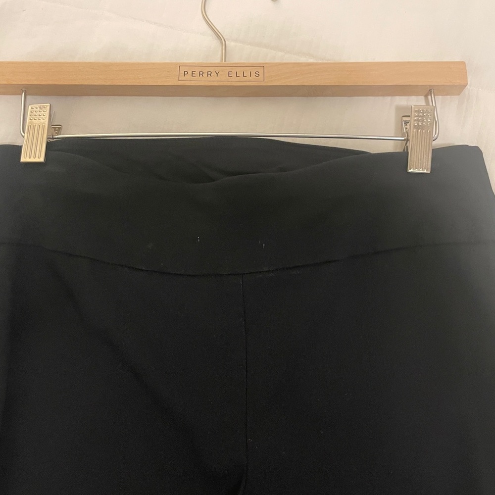 Bar III black ankle length pants. Fringe bottom pant leg w/decorative buttons. - Picture 4 of 6